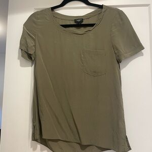 Talbots 100% Silk Olive Green Short Sleeve Tee